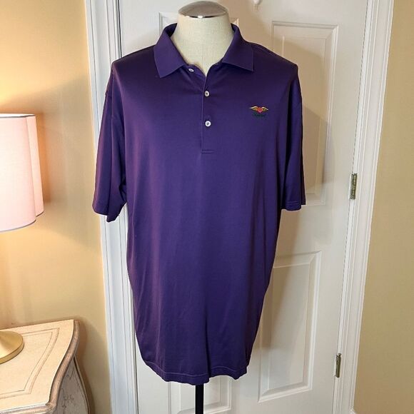 EUC Peter Millar Baltusrol Logo Golf Club Polo Shirt Purple Size XXL 2XL - Picture 1 of 2